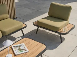 Set da giardino con tavolo 4 posti MINOZZO Legno di acacia certificato Verde oliva
