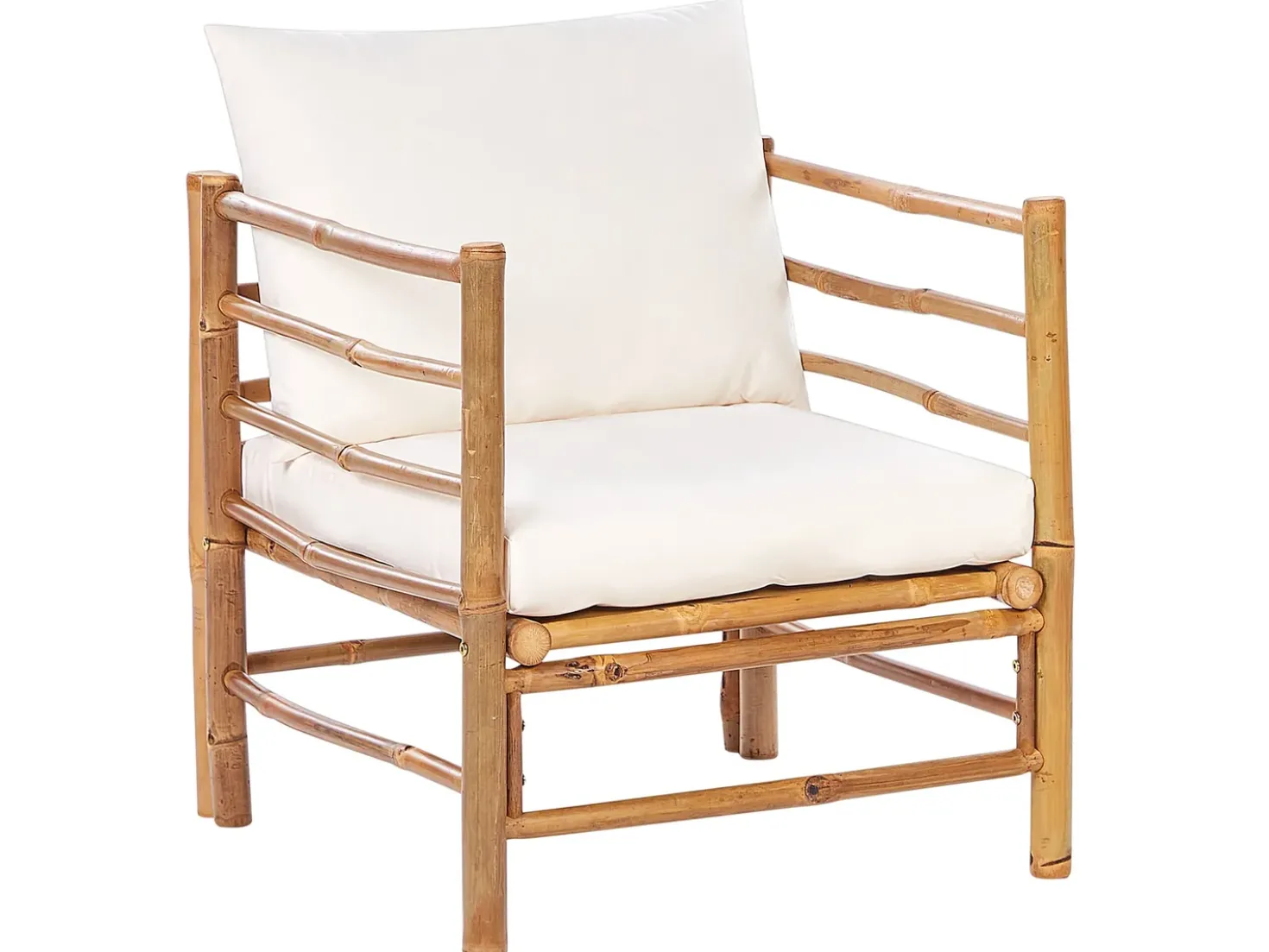 Set da giardino con tavolo 5 posti CERRETO Lato Sinistro Bambù Bianco sporco