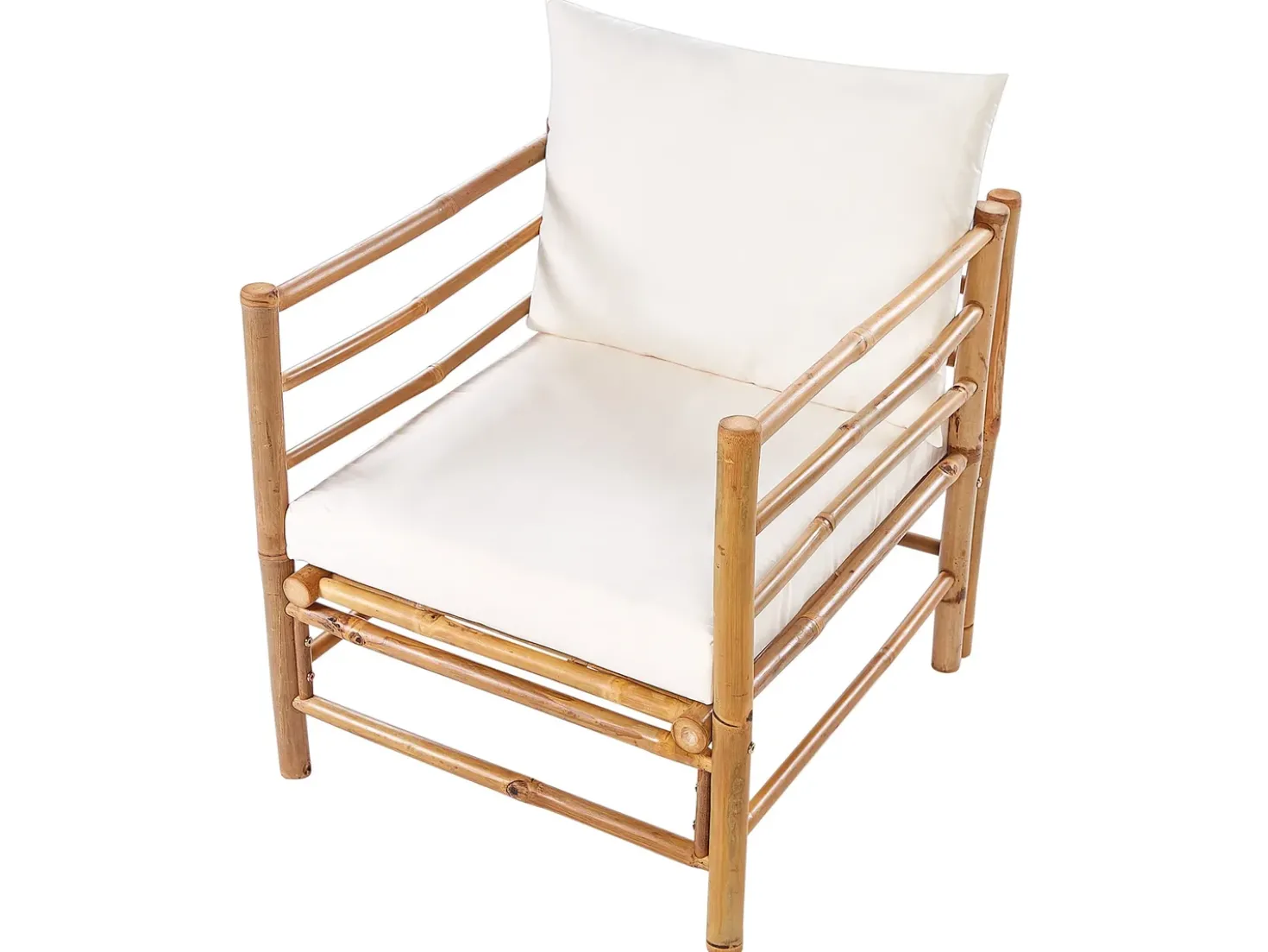 Set da giardino con tavolo 5 posti CERRETO Lato Sinistro Bambù Bianco sporco