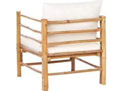 Set da giardino con tavolo 5 posti CERRETO Lato Sinistro Bambù Bianco sporco