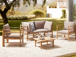 Set da giardino con tavolo 4 posti CERRETO Bambù Tortora