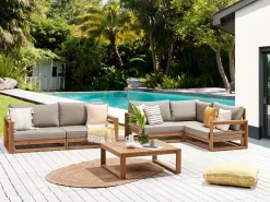 Set da giardino con tavolo 4 posti TIMOR Modulare Legno di acacia certificato Marrone chiaro