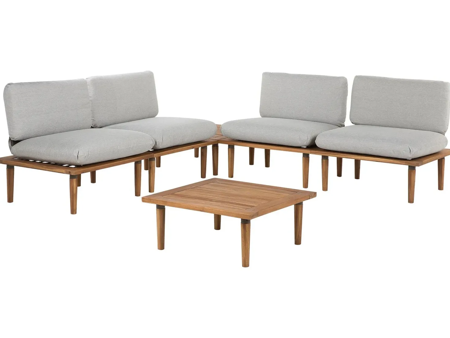 Set da giardino con tavolo 4 posti FRASCATI Modulare Legno di acacia certificato Grigio chiaro
