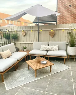 Set da giardino con tavolo 4 posti FRASCATI Modulare Legno di acacia certificato Grigio chiaro