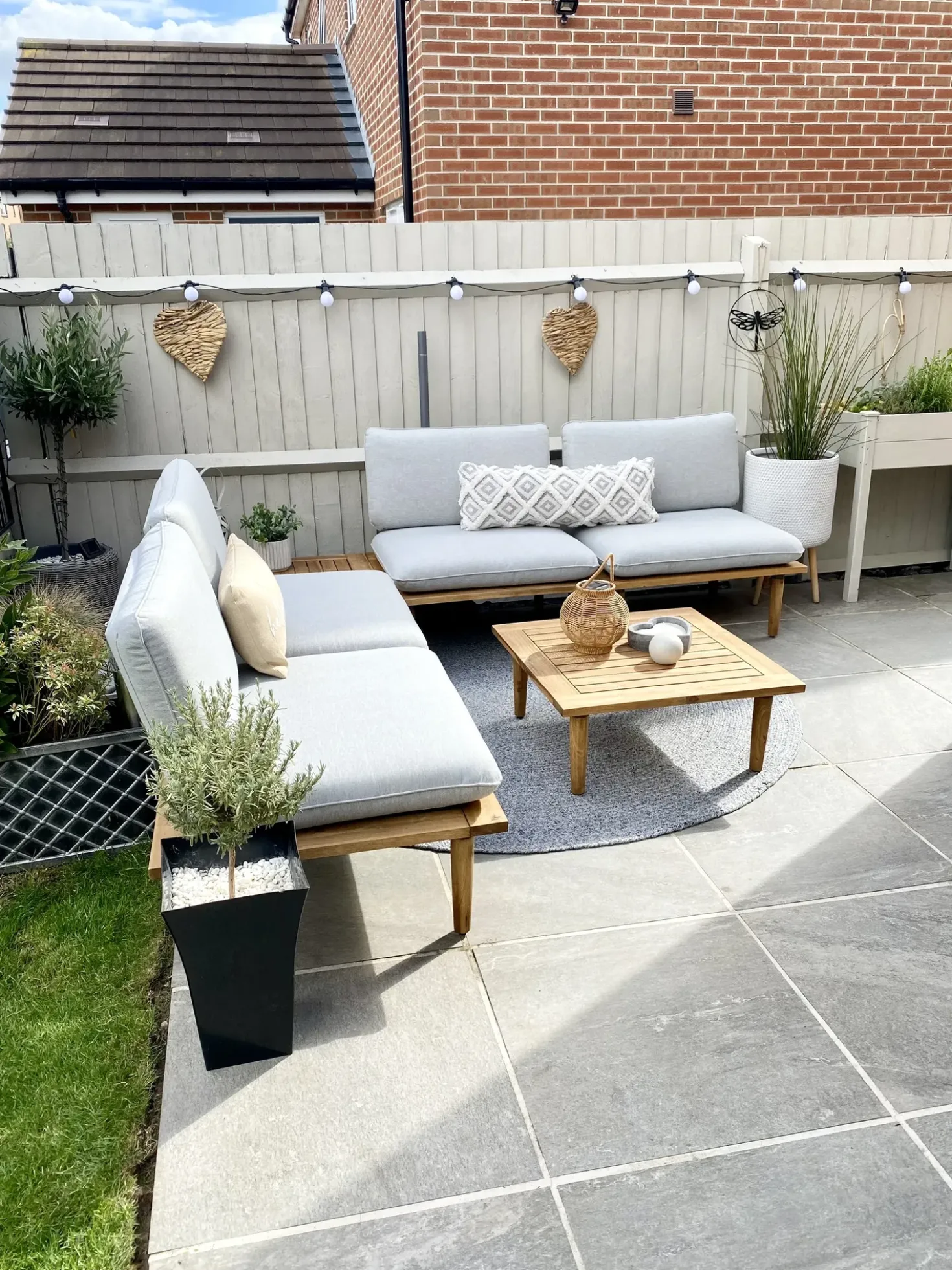 Set da giardino con tavolo 4 posti FRASCATI Modulare Legno di acacia certificato Grigio chiaro