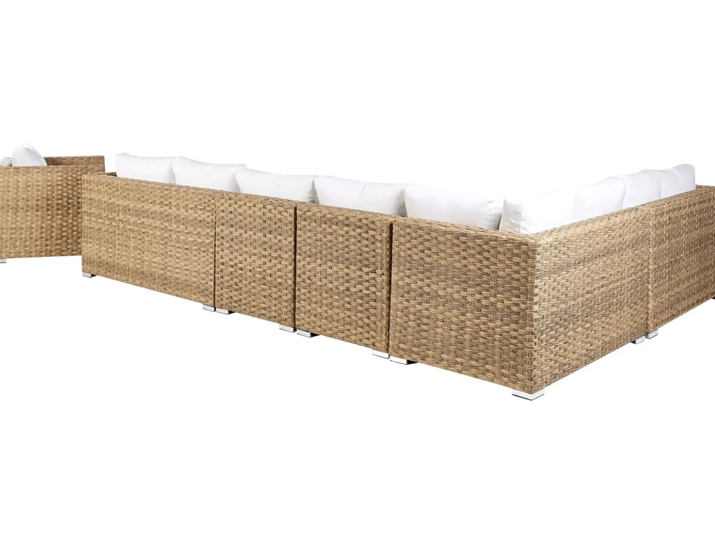 Set da giardino con tavolo 8 posti XXL Lato destro Modulare Rattan sintetico (PE) Marrone chiaro