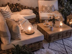 Set da giardino con tavolo 4 posti VARALLO Lato destro Modulare Rattan Naturale