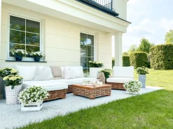Set da giardino con tavolo 4 posti VARALLO Lato destro Modulare Rattan Naturale