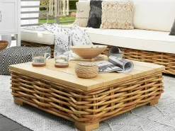 Set da giardino con tavolo 4 posti VARALLO Lato destro Modulare Rattan Naturale