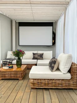 Set da giardino con tavolo 4 posti VARALLO Lato destro Modulare Rattan Naturale