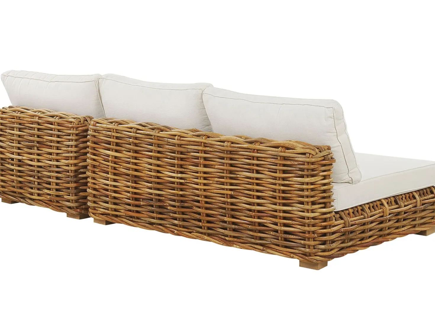 Set da giardino con tavolo 4 posti VARALLO Lato destro Modulare Rattan Naturale