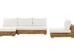 Set da giardino con tavolo 4 posti VARALLO Lato destro Modulare Rattan Naturale