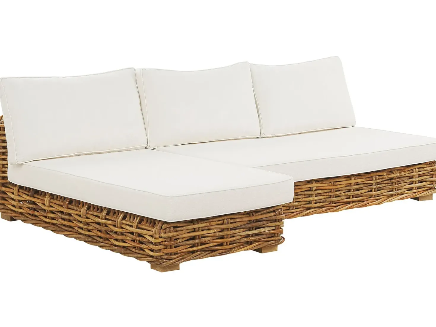Set da giardino con tavolo 4 posti VARALLO Lato destro Modulare Rattan Naturale