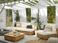 Set da giardino con tavolo 4 posti VARALLO Lato destro Modulare Rattan Naturale