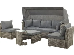 Set da giardino con tavolo 6 posti CORTE Modulare Rattan sintetico (PE) Marrone scuro