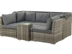 Set da giardino con tavolo 6 posti CORTE Modulare Rattan sintetico (PE) Marrone scuro