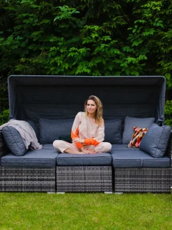 Set da giardino con tavolo 6 posti CORTE Modulare Rattan sintetico (PE) Marrone scuro