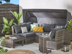 Set da giardino con tavolo 6 posti CORTE Modulare Rattan sintetico (PE) Marrone scuro