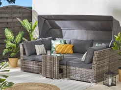 Set da giardino con tavolo 6 posti CORTE Modulare Rattan sintetico (PE) Marrone scuro