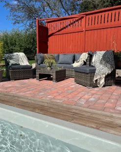 Set da giardino con tavolo 6 posti CORTE Modulare Rattan sintetico (PE) Marrone scuro