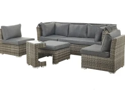 Set da giardino con tavolo 6 posti CORTE Modulare Rattan sintetico (PE) Marrone scuro