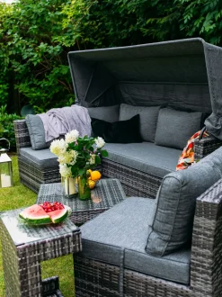 Set da giardino con tavolo 6 posti CORTE Modulare Rattan sintetico (PE) Marrone scuro