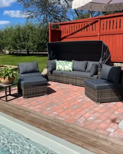 Set da giardino con tavolo 6 posti CORTE Modulare Rattan sintetico (PE) Marrone scuro