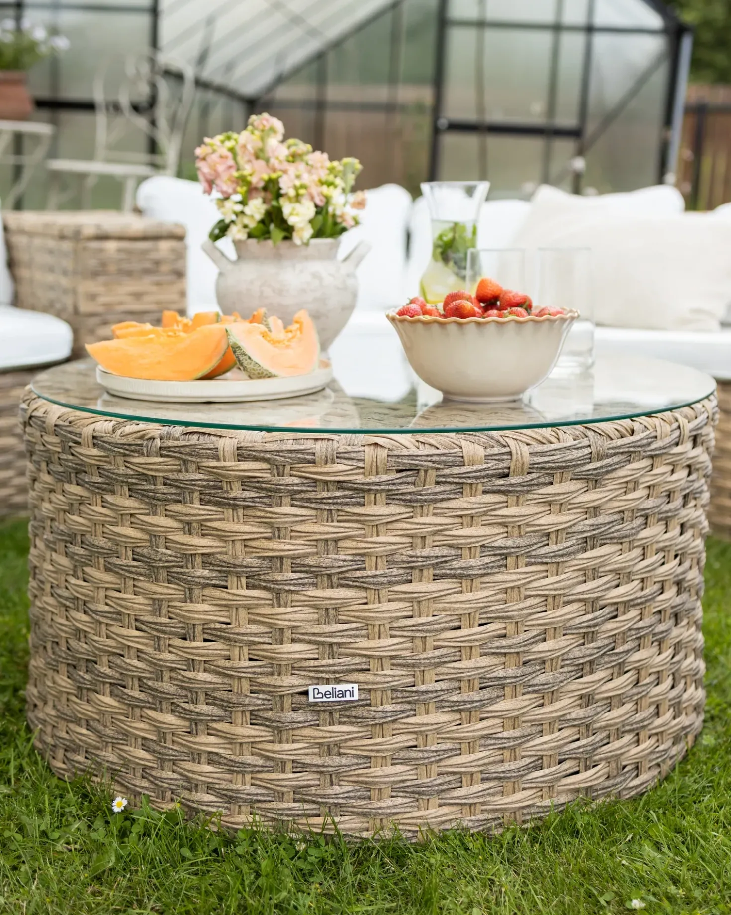 Set da giardino con tavolo 9 posti SEVERO Rattan sintetico (PE) Marrone dorato