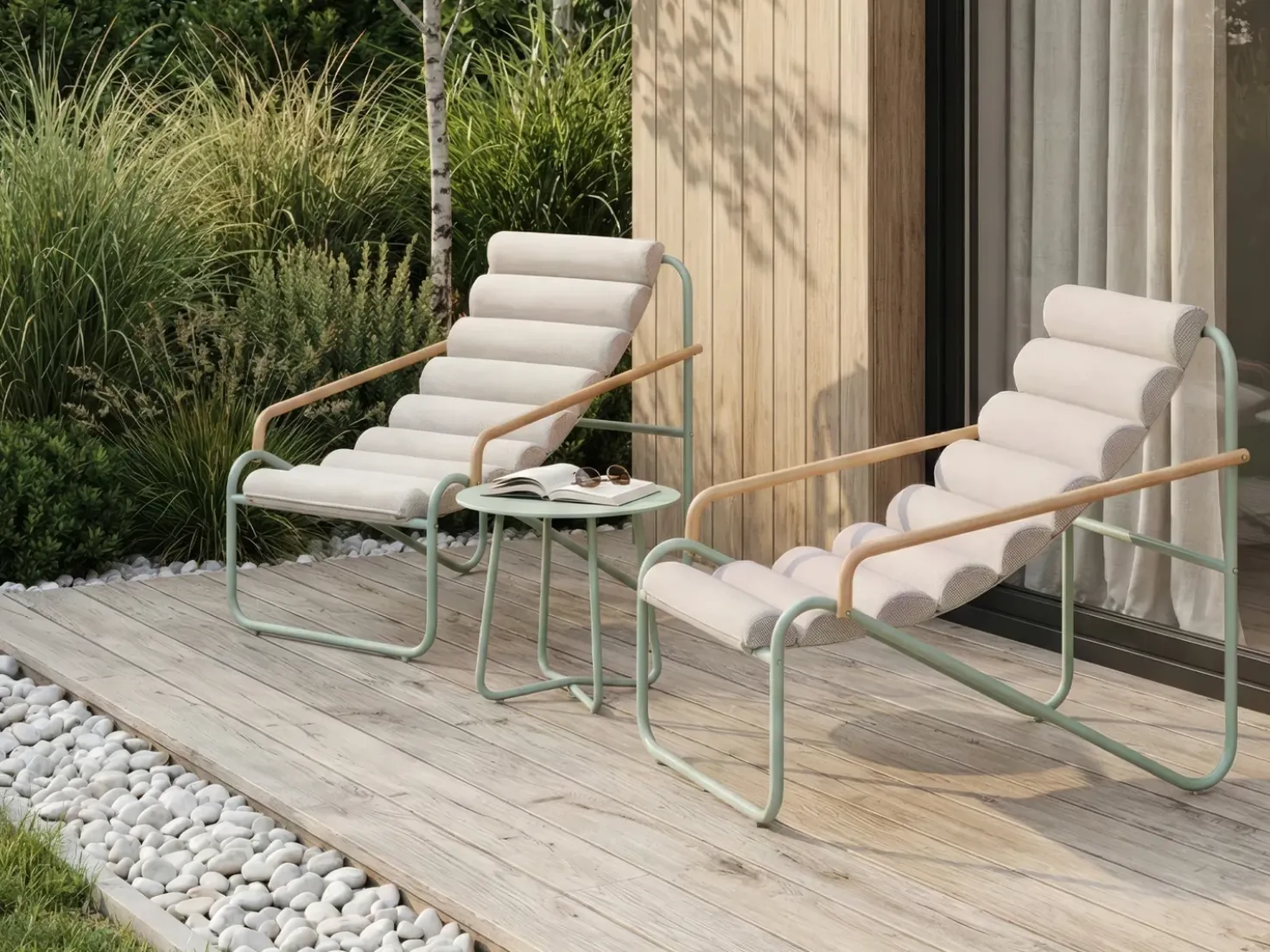 Set da giardino con tavolo 2 posti PASTO Metallo Verde menta