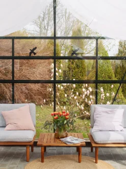 Set da giardino con tavolo 2 posti FRASCATI Modulare Legno di acacia certificato Grigio chiaro