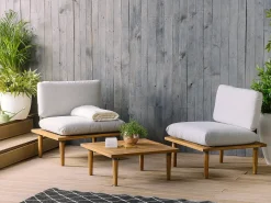 Set da giardino con tavolo 2 posti FRASCATI Modulare Legno di acacia certificato Grigio chiaro