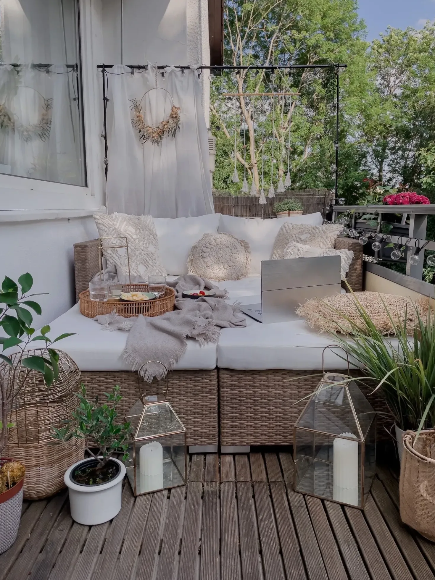 Set da giardino con tavolo 2 posti NOTO Modulare Rattan sintetico (PE) Marrone chiaro