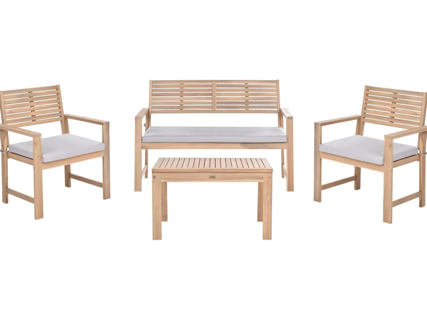Set da giardino con tavolo 4 posti FIAMES Legno di acacia certificato Grigio