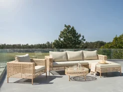 Set da giardino con tavolo 4 posti CALASETTA Lato Sinistro Rattan sintetico (PE) Beige