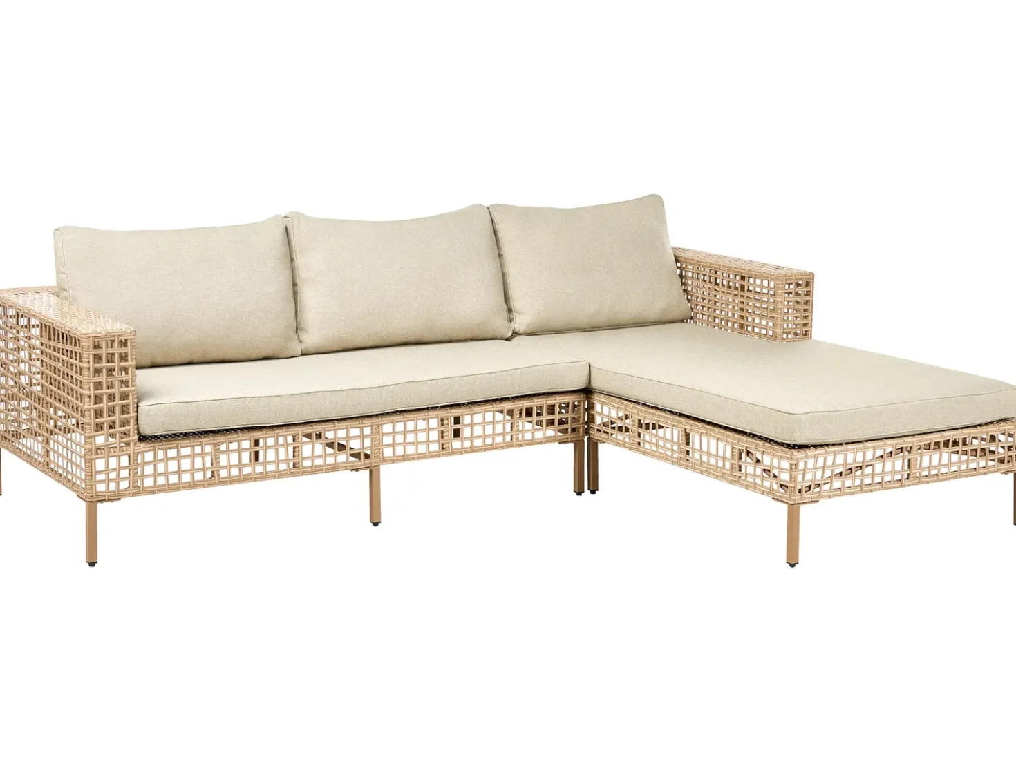 Set da giardino con tavolo 4 posti CALASETTA Lato Sinistro Rattan sintetico (PE) Beige
