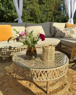 Set da giardino con tavolo 4 posti CALASETTA Lato Sinistro Rattan sintetico (PE) Beige