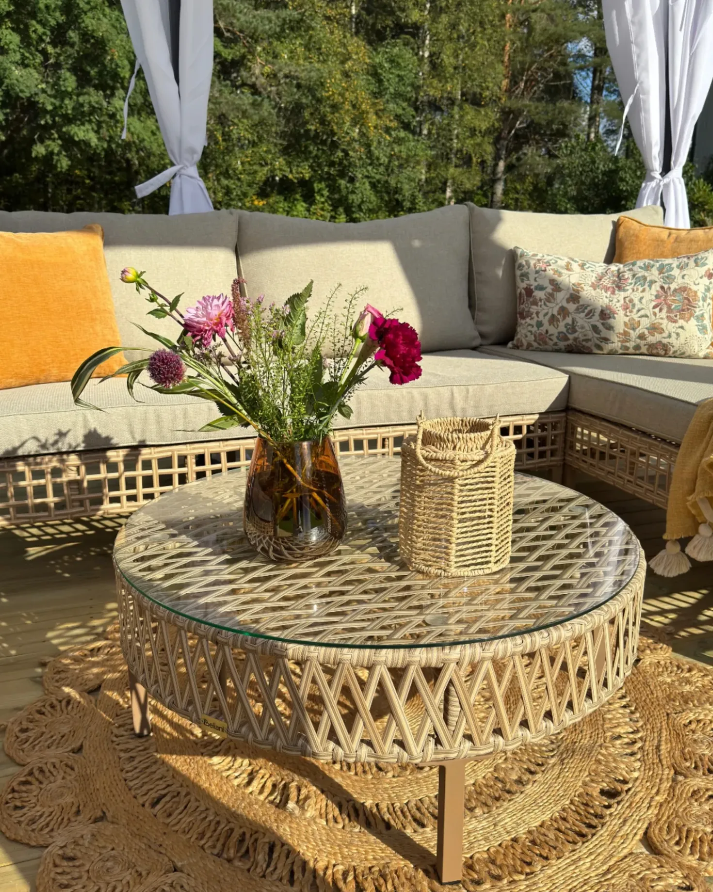 Set da giardino con tavolo 4 posti CALASETTA Lato Sinistro Rattan sintetico (PE) Beige
