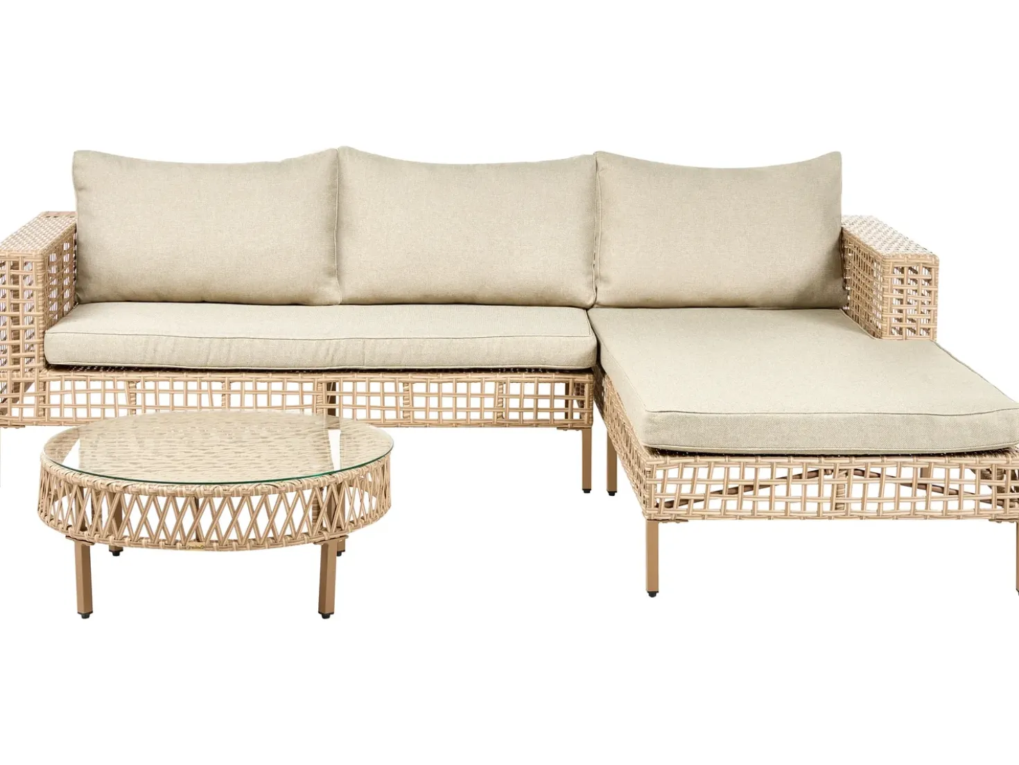 Set da giardino con tavolo 4 posti CALASETTA Lato Sinistro Rattan sintetico (PE) Beige
