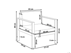 Set da giardino con tavolo 4 posti SALERNO Metallo Grigio scuro