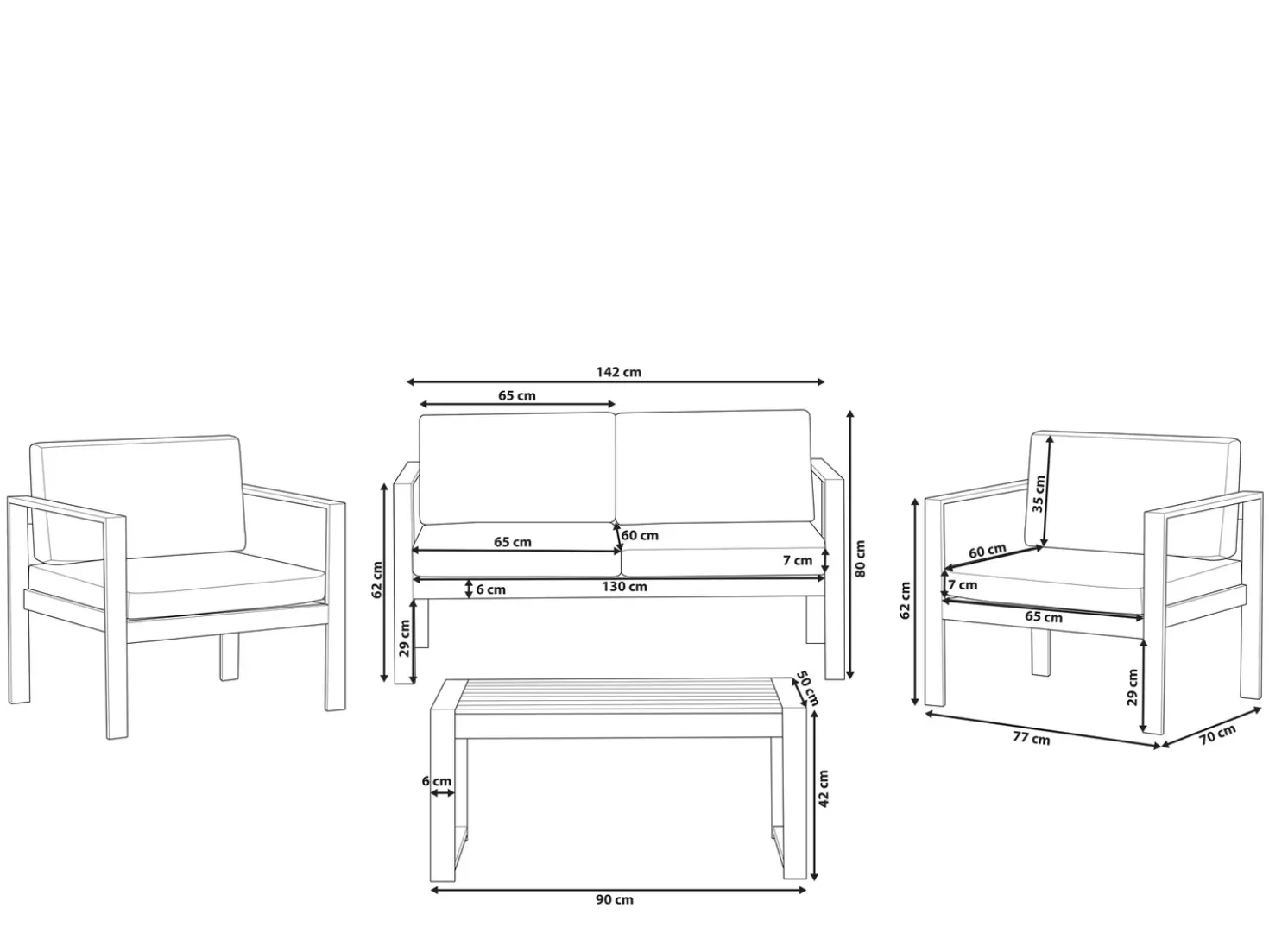 Set da giardino con tavolo 4 posti SALERNO Metallo Grigio scuro
