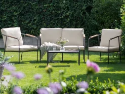 Set da giardino con tavolo 4 posti VEZZANA Metallo Beige chiaro
