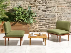 Set da giardino con tavolo 2 posti FRASCATI Modulare Legno di acacia certificato Verde oliva