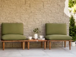 Set da giardino con tavolo 2 posti FRASCATI Modulare Legno di acacia certificato Verde oliva
