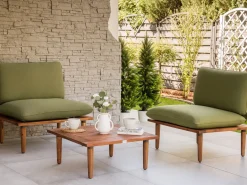 Set da giardino con tavolo 2 posti FRASCATI Modulare Legno di acacia certificato Verde oliva