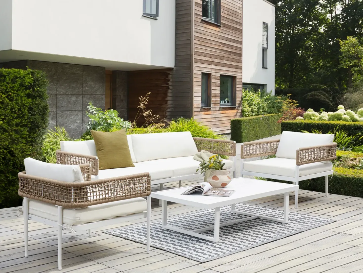 Set da giardino con tavolo 5 posti SERLA Metallo Bianco