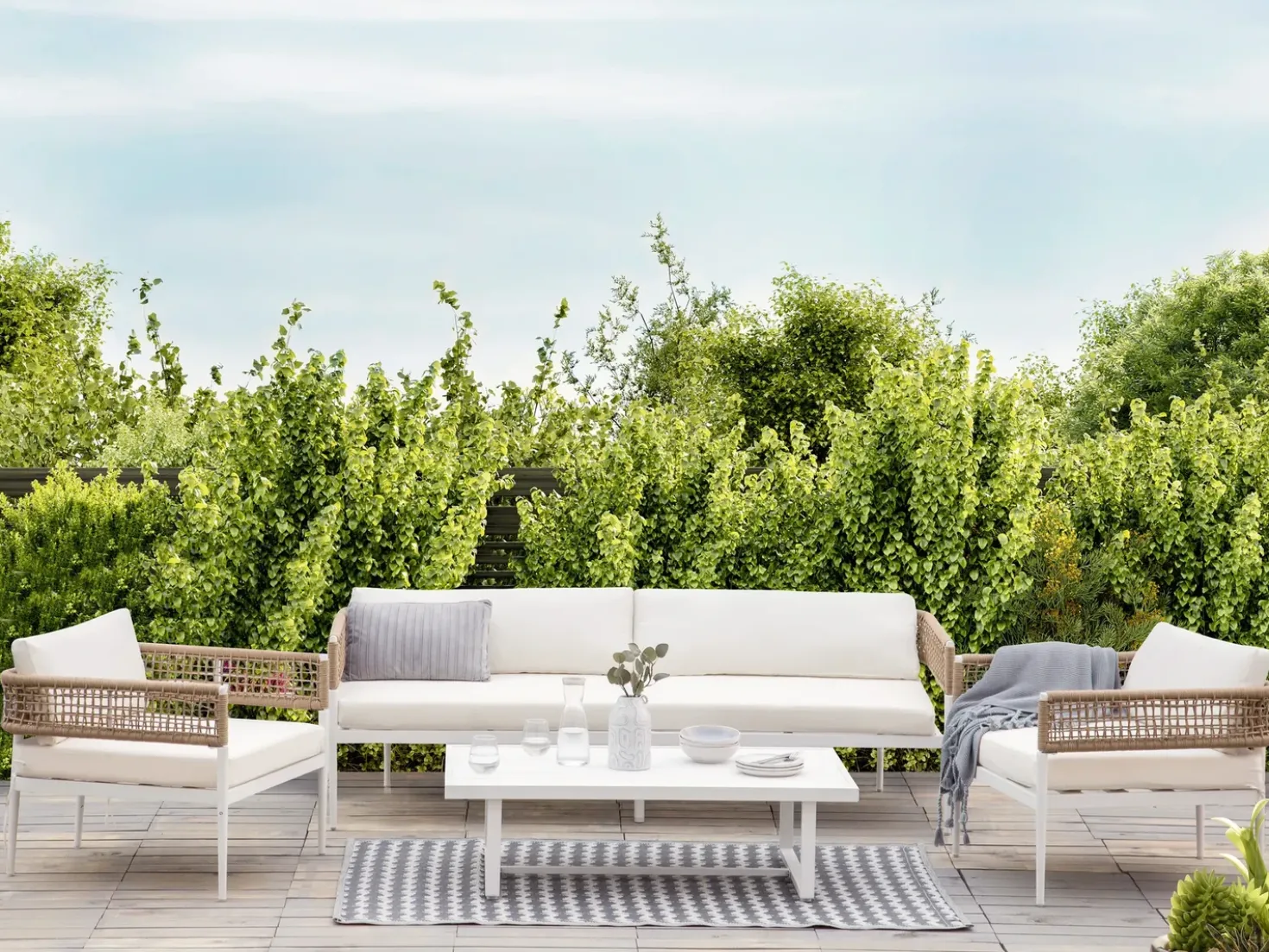 Set da giardino con tavolo 5 posti SERLA Metallo Bianco