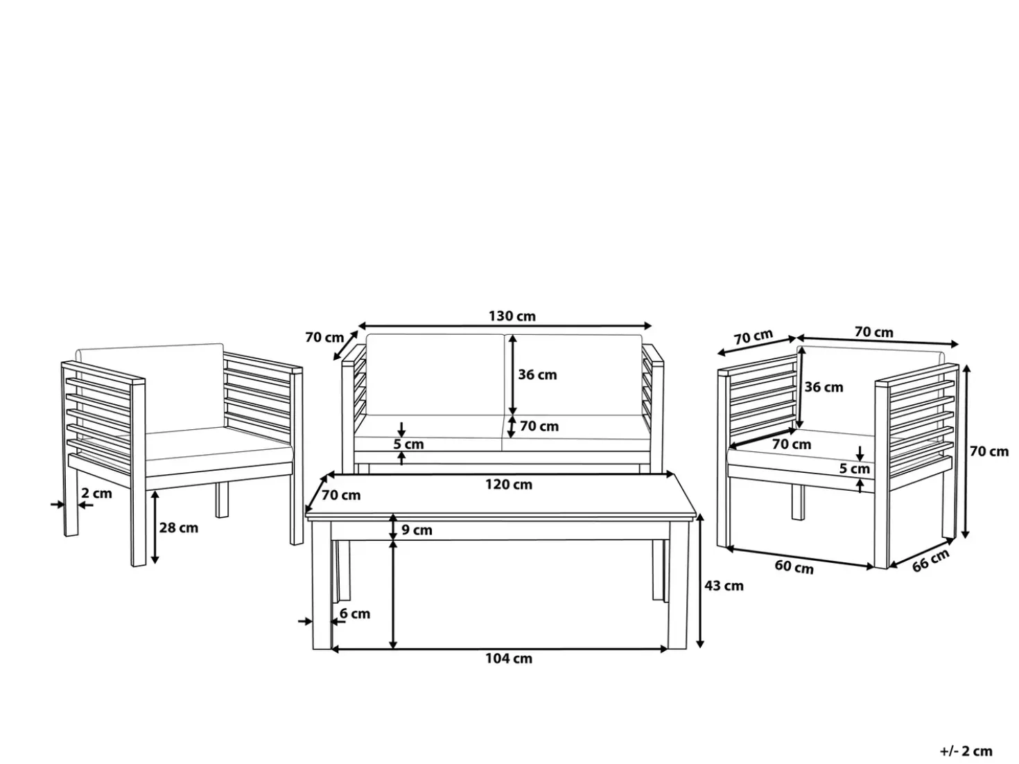 Set da giardino con tavolo 4 posti PACIFIC Legno d'acacia Nero