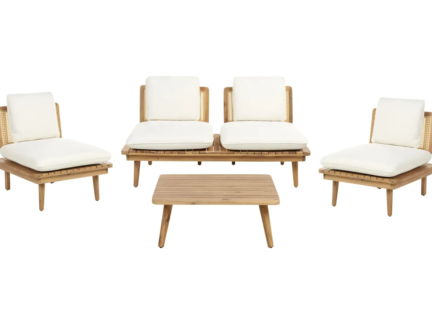 Set da giardino con tavolo 4 posti ACCADIA Legno di acacia certificato Beige chiaro