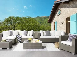 Set da giardino con tavolo 8 posti MAESTRO Modulare Rattan sintetico (PE) Tortora