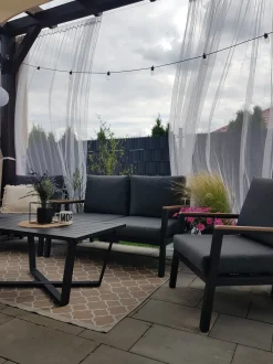 Set da giardino con tavolo 4 posti DELIA Metallo Grigio